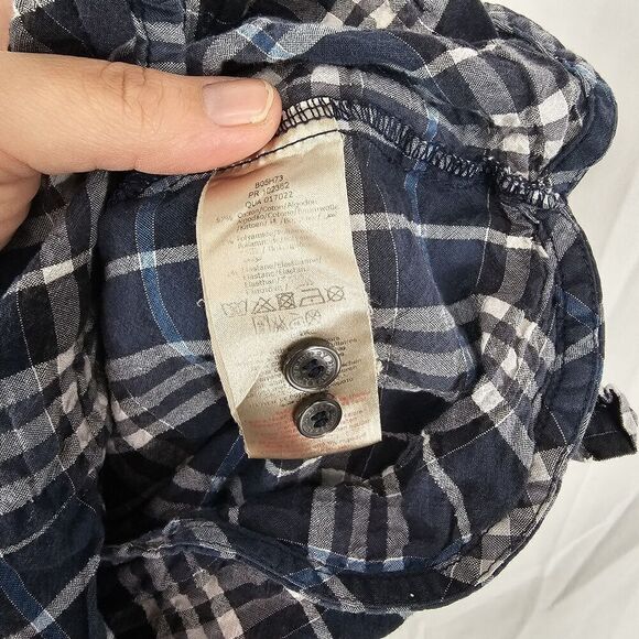 Burberry Baby Toddler Size 12M Navy Plaid Nova Check Button Up - Picture 6 of 6